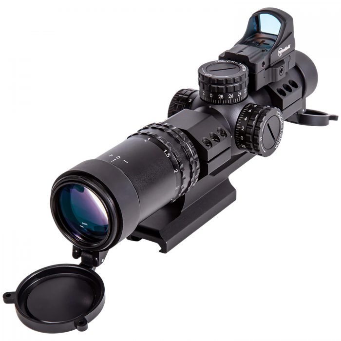 Firefield FF13071K RapidStrike Kit Matte Black 1-4x24mm, 30mm Tube 5 MOA Illuminated Black/Green/Red Circle Dot Reticle