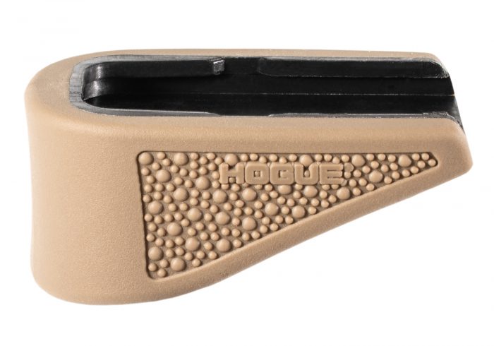 Hogue 18233  Extension Base Pad Fits Glock 43 Compatible w/ 6rd Magazine FDE Overmolded Rubber