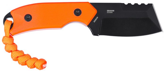 CRKT 4036ER Razel Compact EDC 2.32" Fixed Chisel Part Serrated Black Oxide D2 Steel Blade, Orange G10 Handle