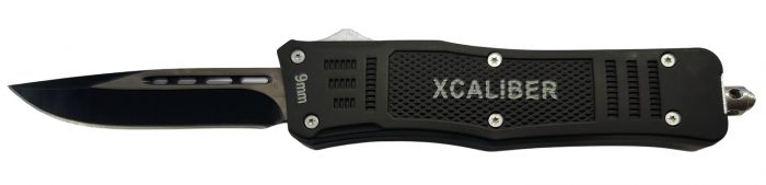 Xcaliber Knife Company  9mm  Medium 3.25" OTF Drop Point 440C SS Blade, 4.64" Steel Handle