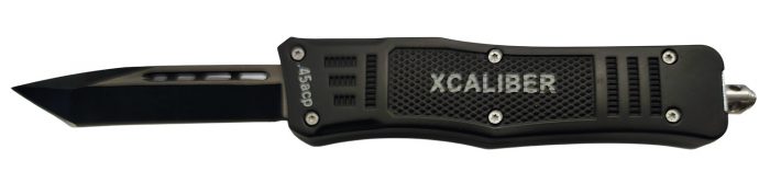 Xcaliber Knife Company  45 ACP  3.25" OTF Tanto Plain Black 440C SS Blade, 4.64" Steel Handle
