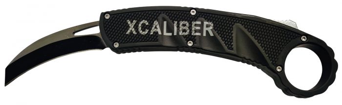 Xcaliber Knife Company  Karambit  3" OTF Reverse Tanto Plain Black 440C SS Blade, 5.75" Aluminum Handle