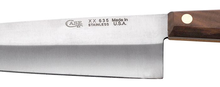 Case 07316 Chef's  8" Fixed Plain Mirror Polished Tru-Sharp SS Blade, Walnut Handle