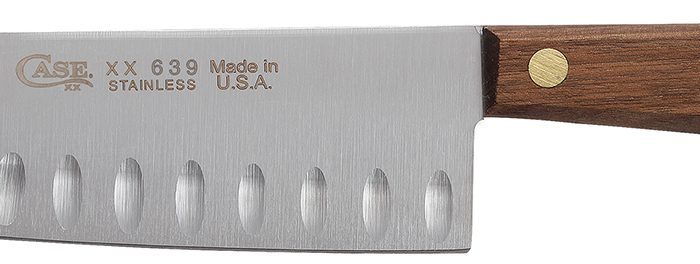 Case 07322 Santoku  7" Fixed Plain Mirror Polished Tru-Sharp SS Blade, Walnut Handle