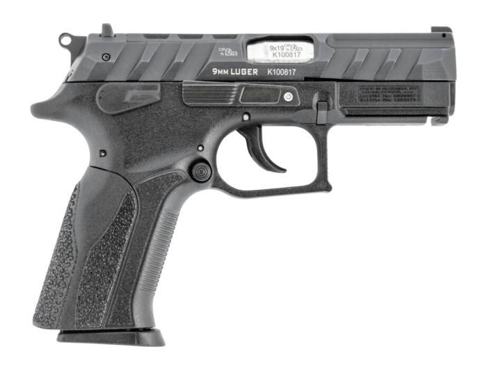 Grand Power 8588005808651 P1 Mk23 9mm Luger 15+1 3.66" 9mm Luger 12+1 3.66" Stainless Rotating Barrel, Black Optic Ready/Serrated Slide, Black Frame w/Accessory Rail, Interchangeable Backstrap, Ambide
