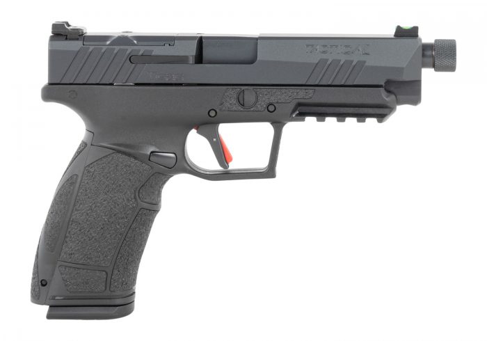 Tisas Arms 15000201 PX-9  9mm Luger 20+1 5.10" Black Threaded Barrel, Black Cerakote Carbon Steel Optic Cut/Serrated Slide & Frame w/Picatinny Rail, Black Rubber Grip, RMR Footprint