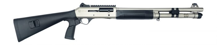 Panzer Arms PAM4MTSSS M4 12 Gauge Semi-Auto 3" 5+1 18.50" Nickel Barrel, Nickel Aluminum Receiver w/Picatinny Rail, Black Fixed Synthetic Stock, Black Polymer Grip