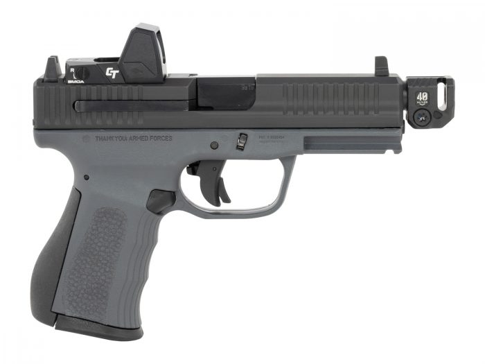 FMK FMKG39DGSTR G3 Strike Compact Frame 9mm Luger 17+1 4.50" Threaded Barrel, Serrated w/Optic Slide, Dark Gray Polymer Frame w/Accessory Rail, SI Seeker Red Dot