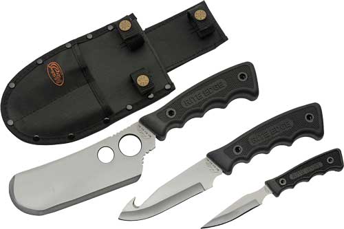 SZCO RITE EDGE 3PC SKINNING - SET W/BLACK RUBBER HNDL/SHEATH