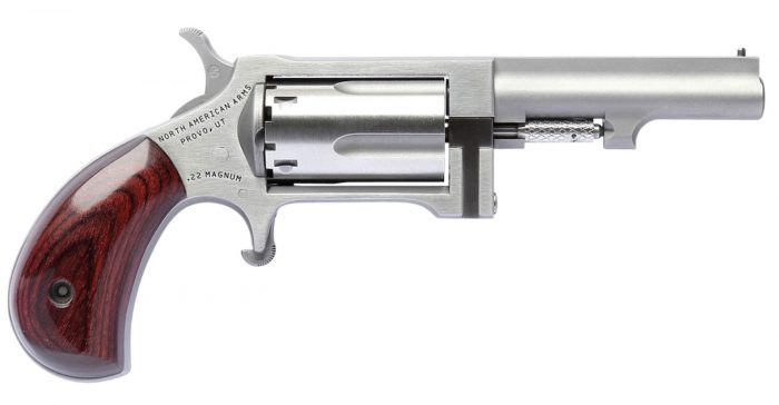 North American Arms SW250 Sidewinder  Small Frame 22 WMR 5 Shot 2.50" Stainless Steel Barrel, Frame & Cylinder, Rosewood Birdshead Grip Exposed Hammer