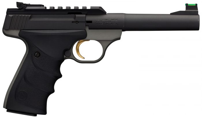Browning 051530490 Buck Mark Plus Practical 22 LR 10+1 5.50" Tapered Bull Barrel, Matte Black Optic Ready/Serrated Steel Slide, Matte Gray Aluminum Frame, Black Ultragrip RX Grips
