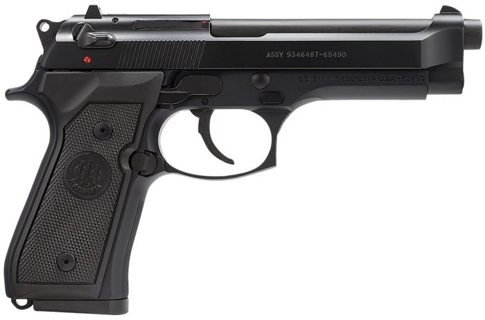 Beretta USA J92M9A0 M9  Full Size Frame 9mm Luger 10+1, 4.90" Steel Barrel, Black Bruniton Serrated Steel Slide & Aluminum Frame w/Beavertail, Ambidextrous