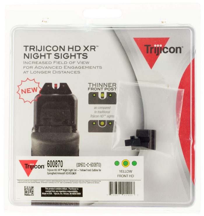 Trijicon 600870 HD XR Night Sights  Green/Tritium Yellow Outline Front Sight-Green Tritium Black Outline Rear Sight Springfield Armory XD/XD-M/XD Mod.2