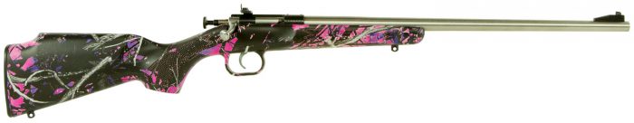 Crickett KSA2167 Youth  22 LR 1rd 16.12" Stainless Steel Barrel, Fixed Front/Adjustable Rear Peep Sights, Hydro Dipped Muddy Girl Synthetic Stock w/11.5" LOP, Rebounding Firing Pin Safety