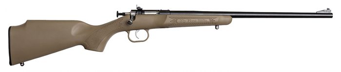 Crickett KSA2235 Youth  22 LR 1rd 16.12" Blued Barrel & Receiver, Fixed Front/Adjustable Rear Peep Sights, Desert Tan Synthetic Stock w/11.5" LOP, Rebounding Firing Pin Safety