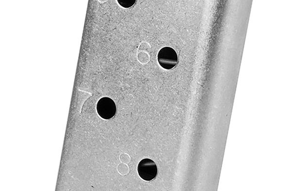 CMC Products 17150 Power Mag Railed 10rd 45 ACP Fits 1911 Government Stainless Steel w/ Black Base Pad