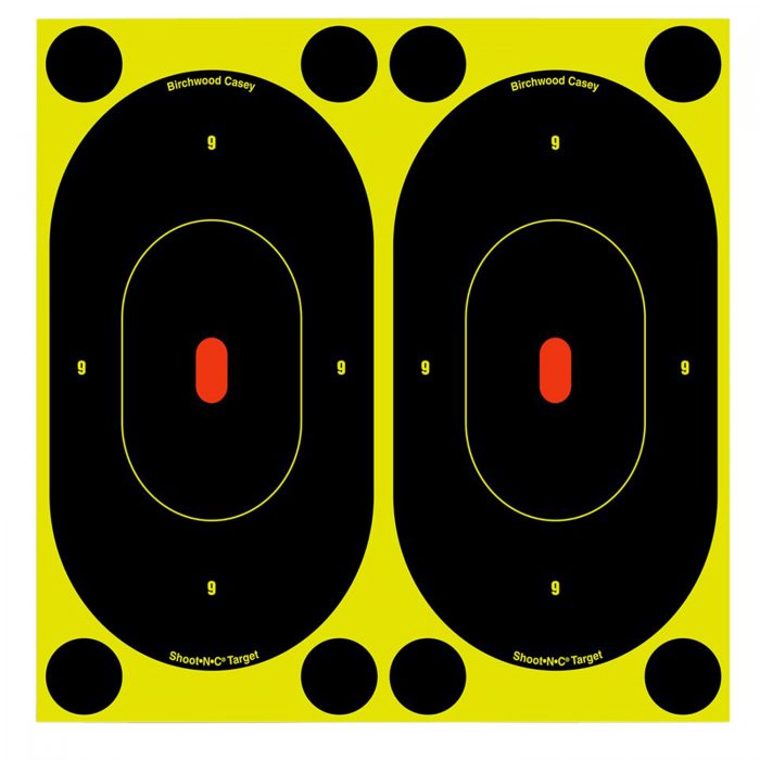Birchwood Casey 34750 Shoot-N-C Reactive Target Self-Adhesive Paper Black/Yellow 7" Oval Silhouette 60 Pack