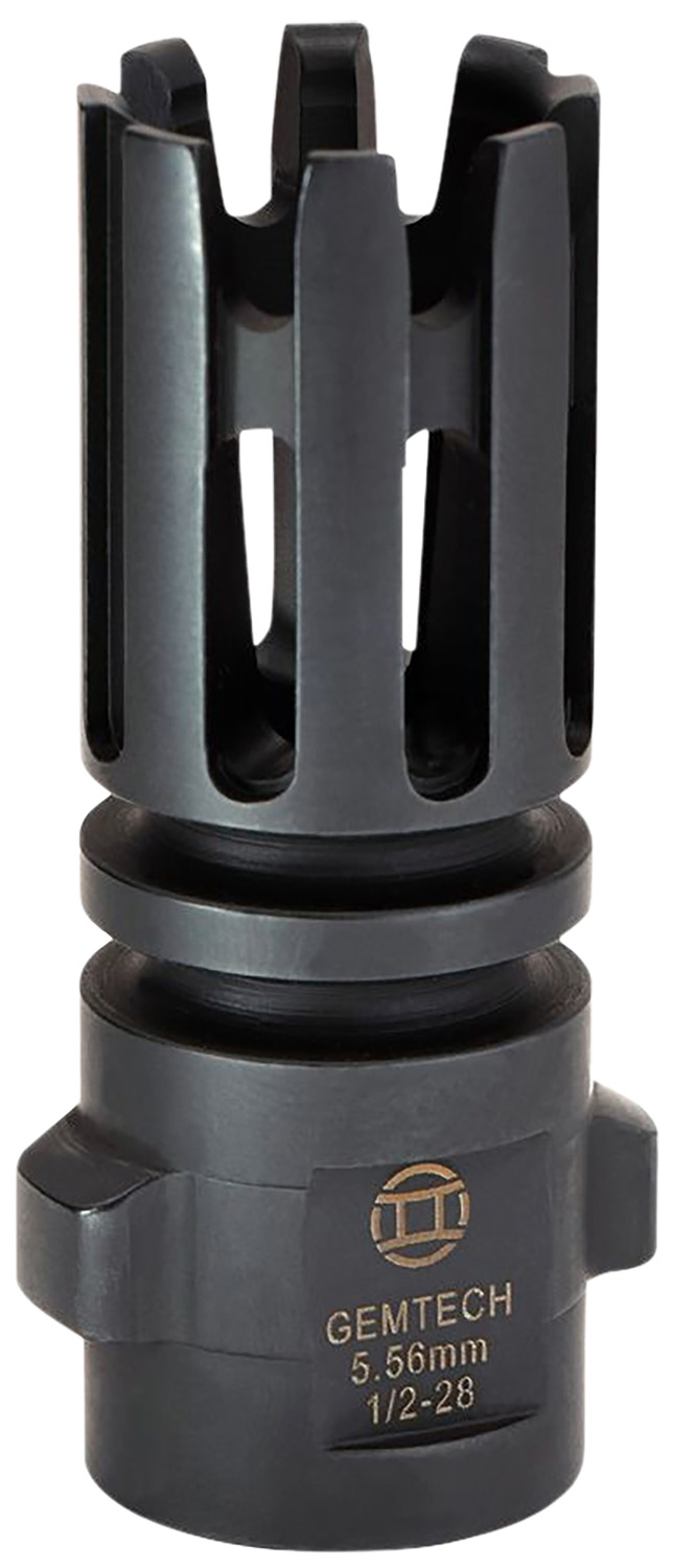 Gemtech 12145 Quickmounts Flash Hider Black Steel with 1/2"-28 tpi Threads & 2.40" OAL for 5.56x45mm NATO AR-Platform