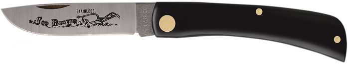 Case 00095 Sod Buster Jr. 2.80" Folding Skinner Plain Etched As-Ground Stainless Steel Blade Black Synthetic Handle