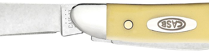 Case 00030 Peanut  2.10"/1.53" Folding Clip/Pen Plain Tumble Polish Chrome Vanadium Blade/Smooth Yellow Synthetic Handle