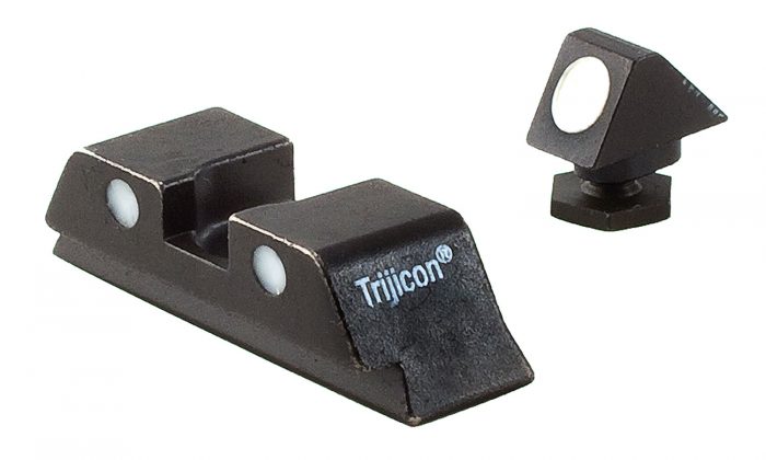 Trijicon 600234 Bright & Tough Steel Sights  Black White Dot Front Sight-Black White Dots Rear Sight-Glock 17 MOS/19 MOS/34 MOS (No Tritium) Standard Frame