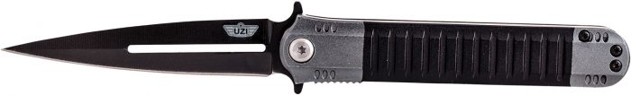 Uzi Accessories UZKFDR009 Covert  3.50" Folding Spear Point Plain Black Stainless Steel Blade Black/Gray Aluminum Handle Includes Metal Clip