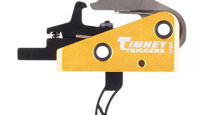 Timney Triggers 661S Competition Trigger  Single-Stage Skeletonized Curved Trigger with 3 lbs Draw Weight & Black/Gold Finish for AR-15