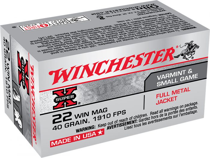 Winchester Ammo X22M Super X  22WMR 40gr Full Metal Jacket 50 Per Box/40 Case
