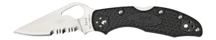 Spyderco BY04PSBK2 Byrd Meadowlark 2 Lightweight 2.87" Folding Drop Point Part Serrated 8Cr13MoV SS Blade Black  Textured FRN Handle Includes Pocket Clip