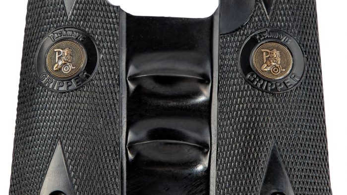 Pachmayr 05008 Signature Grip Checkered Black Rubber with Finger Grooves for 1911