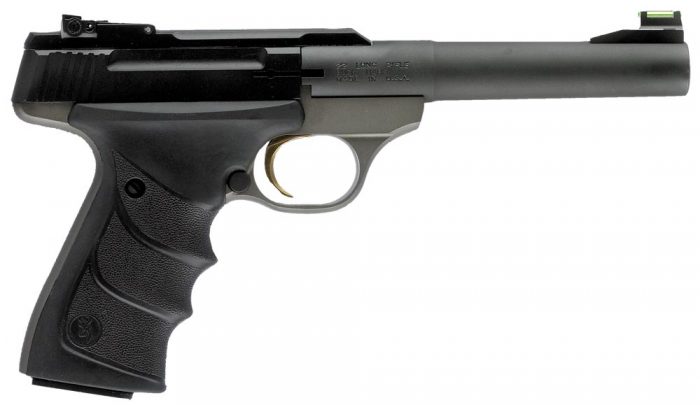 Browning 051448490 Buck Mark Practical *CA Compliant 22 LR 10+1 5.50" Taper Bull Barrel, Matte Black Serrated Steel Slide, Matte Gray Aluminum Frame & Black Ultragrip RX Grips