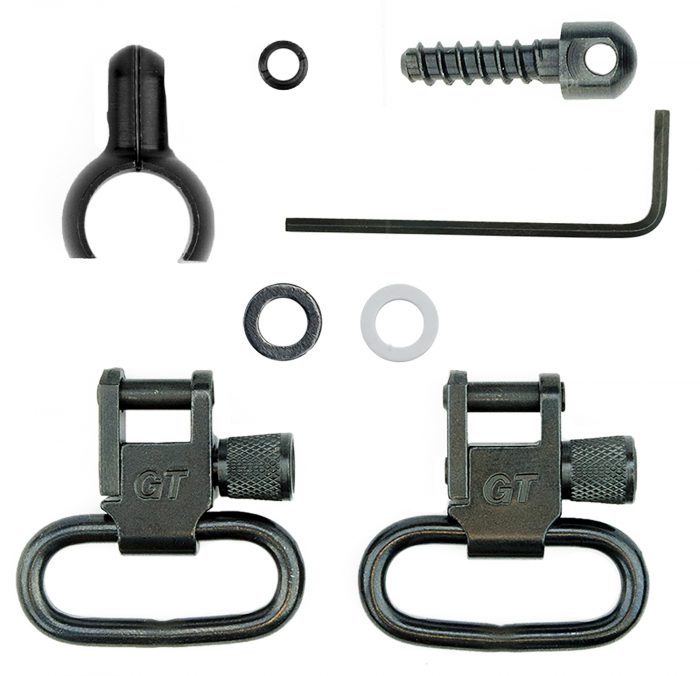 GrovTec US Inc GTSW46 Barrel Band Swivel Set Shotgun 1" Black Steel