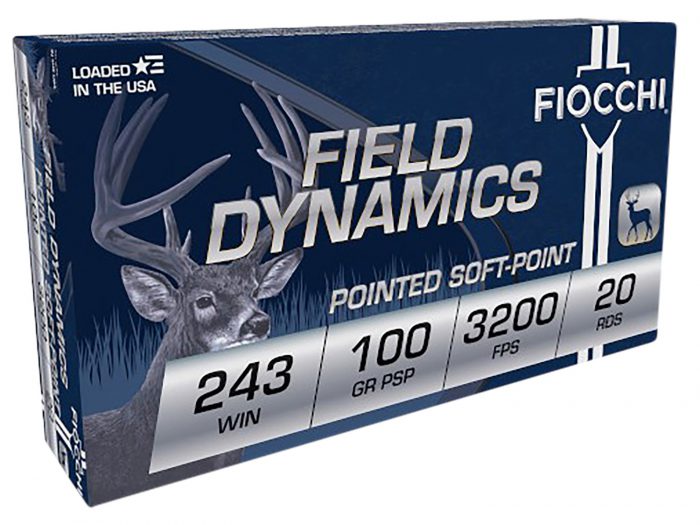 Fiocchi 243SPD Field Dynamics  243Win 100gr Pointed Soft Point 20 Per Box/10 Case