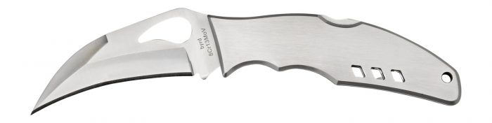 Spyderco BY07P Byrd Crossbill 3.50" Folding Hawkbill Plain 8Cr13MoV SS Blade, Stainless Steel Handle Includes Pocket Clip