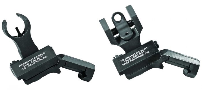 Troy Ind SSIG45SHRBT00 45 Degree BattleSight Set- HK Front & Round Rear  Black Hardcoat Anodized