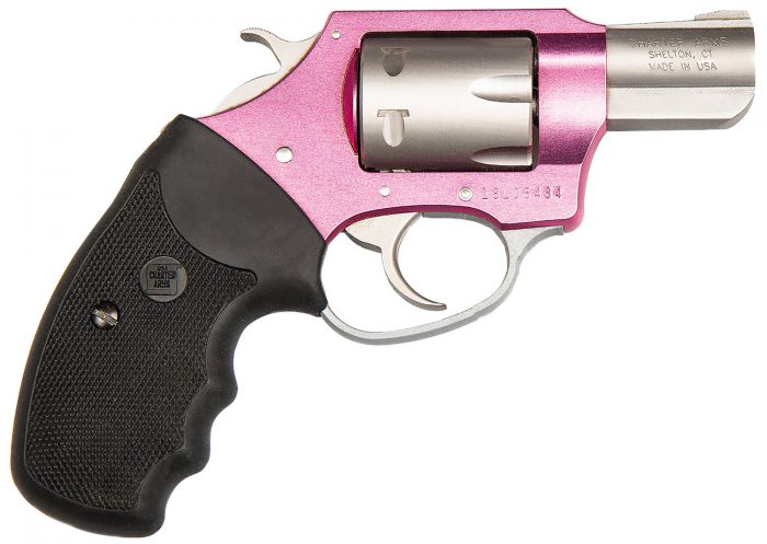 Charter Arms 52330 Pathfinder Pink Lady Small Frame 22 WMR 8 Shot 2" Stainless Steel Barrel, Pink Cerakote Aluminum Frame,  Stainless Cylinder, Black Finger Grooved Rubber Grip, Exposed Hammer