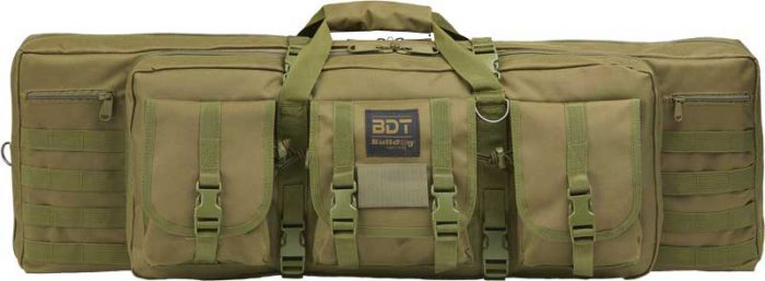 BULLDOG 43" 2 GUN TACTICAL CSE - 3 LARGE ACCESSORY POCKETS GRN
