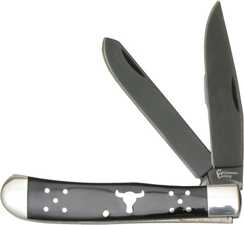 ABKT CATTLEMANS CUTLERY BLACK - ANGUS TRAPPER 2-BLADE FOLDER