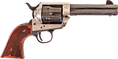 CIMARRON FRONTIER 357MAG PW FS - 4.75" ENGRAVED SILVER/BL WAL
